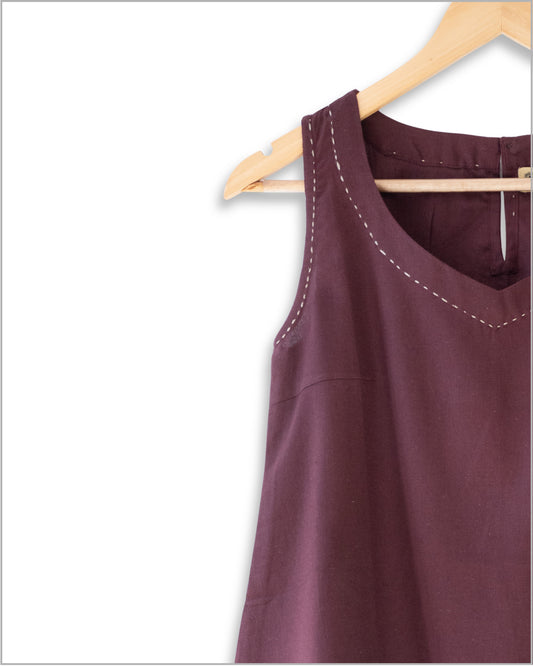 Sleeveless Flex Cotton Top with Kantha Embroidery