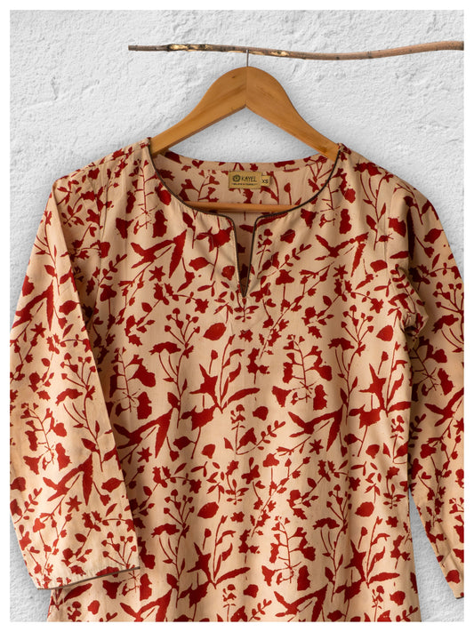 Cotton straight Kurta + Contrast neckline