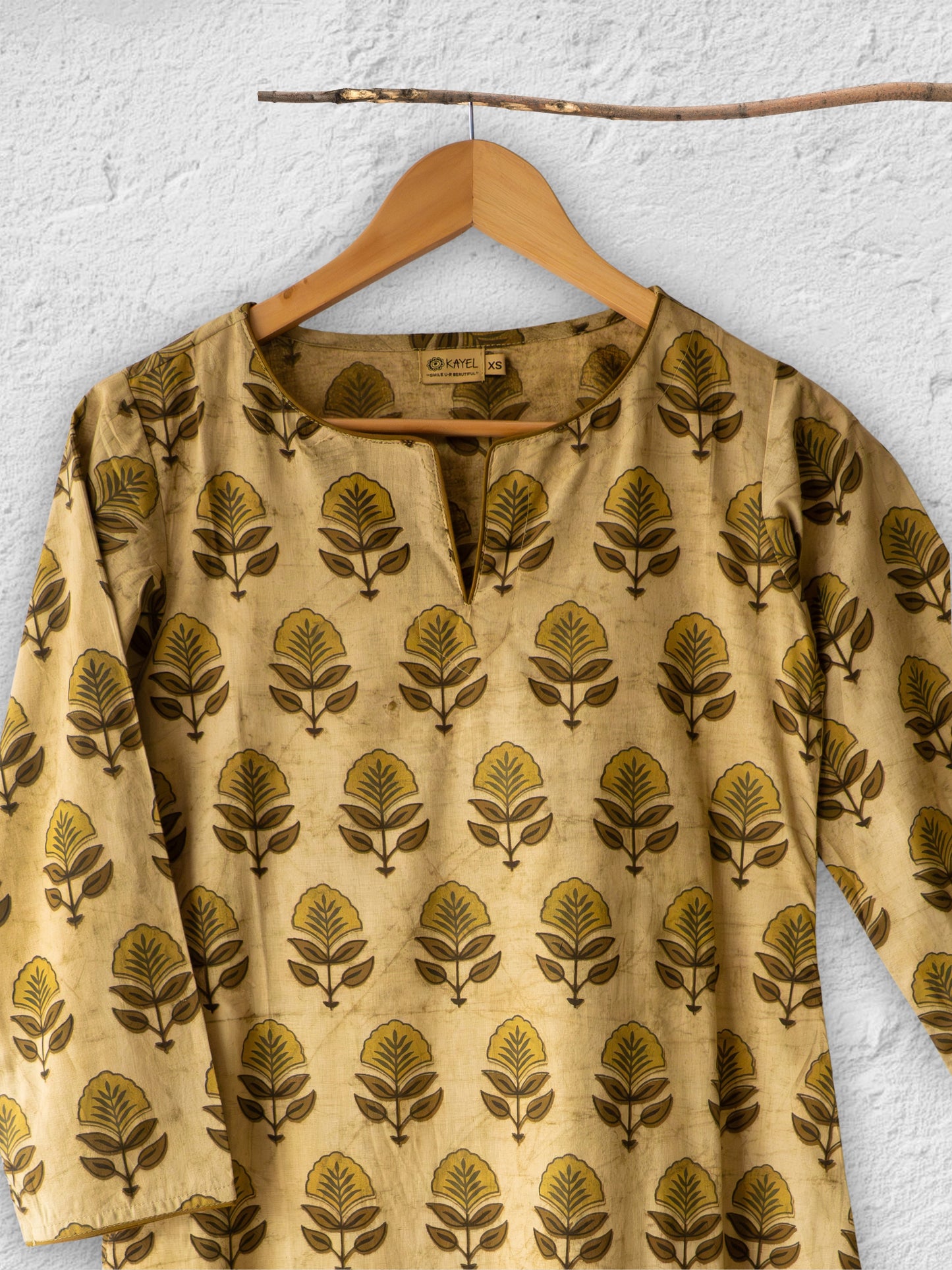 Cotton straight Kurta + Contrast neckline