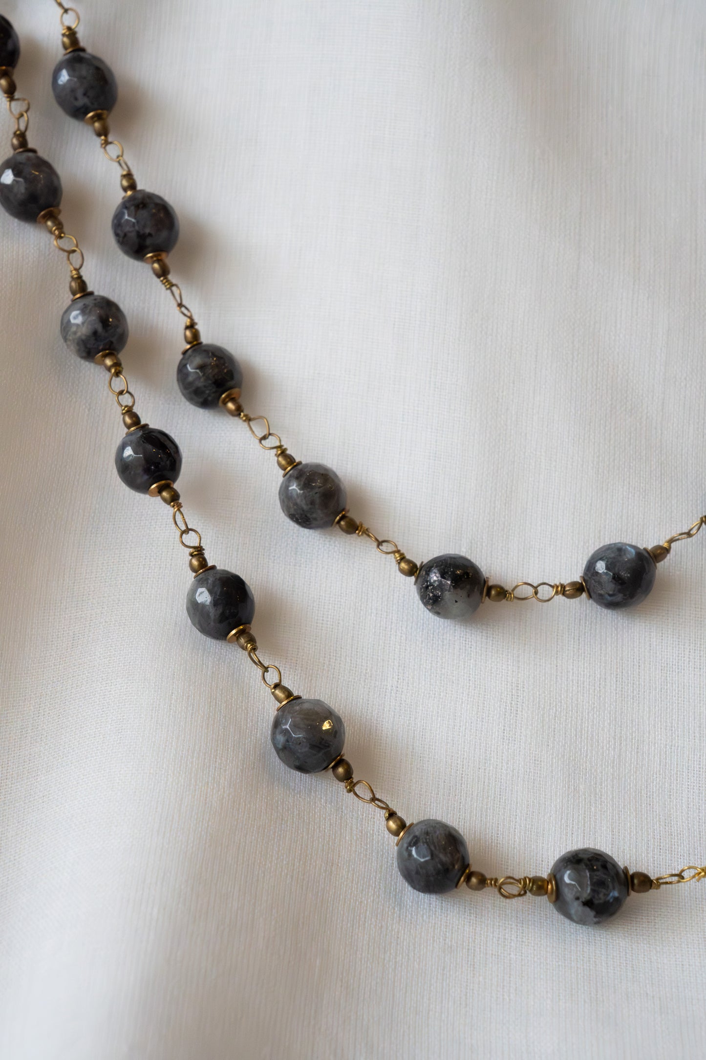 Handmade, hand-twisted agate stone long necklace