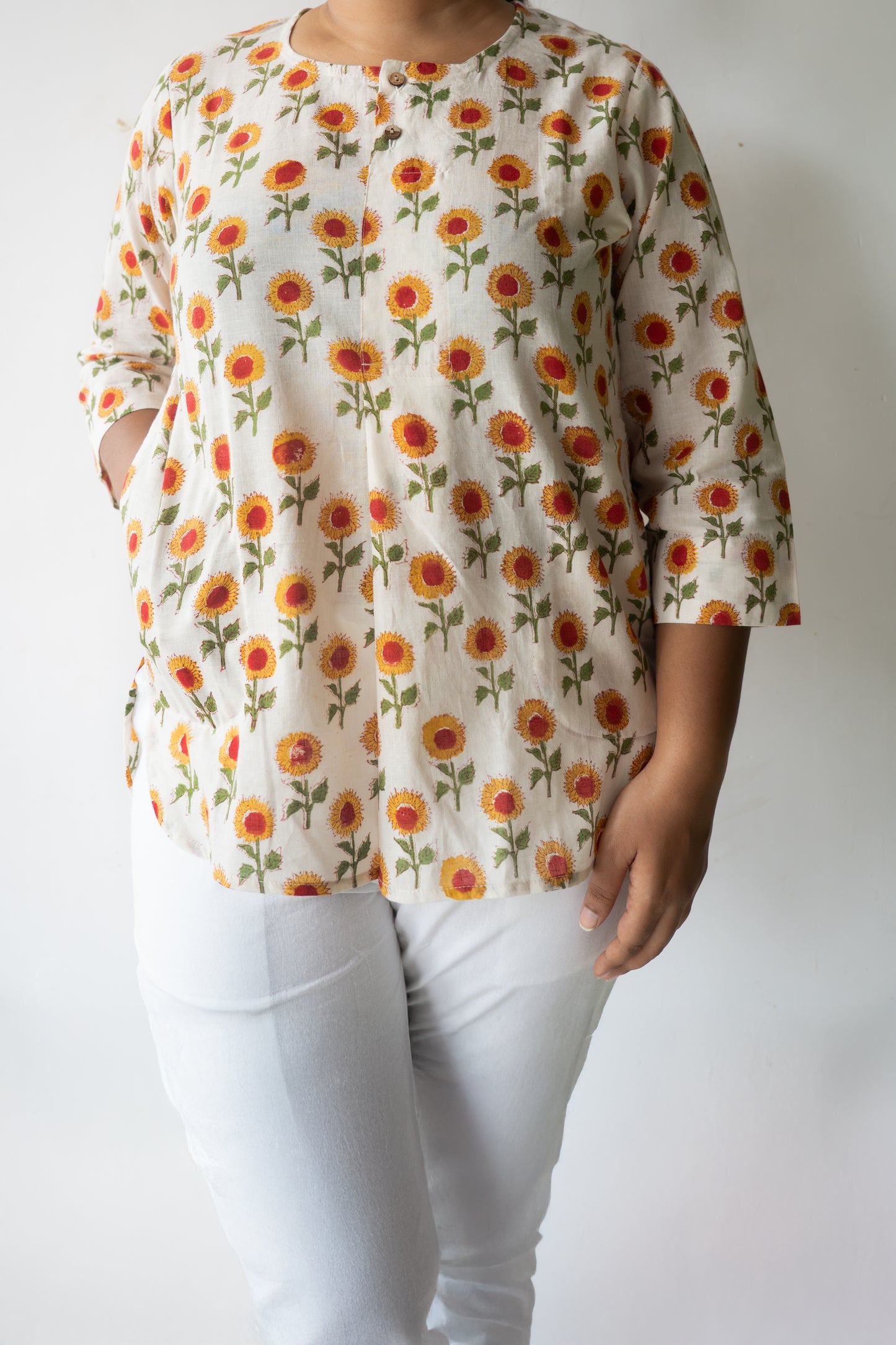 Block printed Short tops
