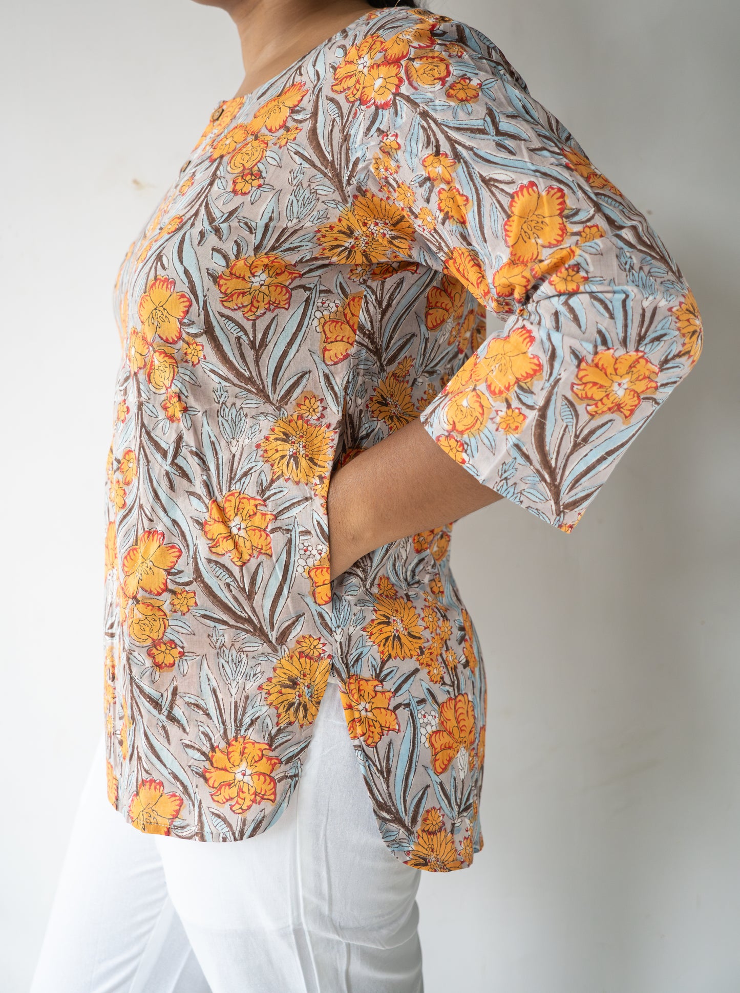 Block printed Short tops