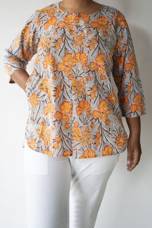 Block printed Short tops