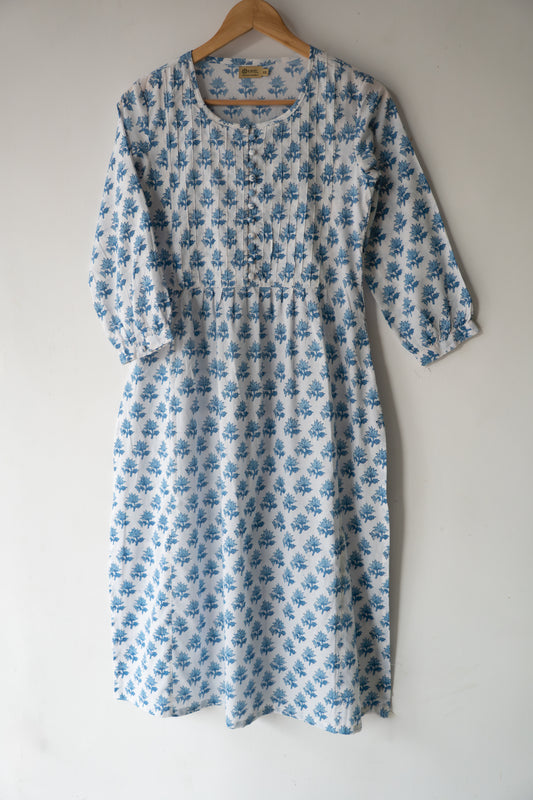 Block Printed Pin Tuck Yoke Kurta