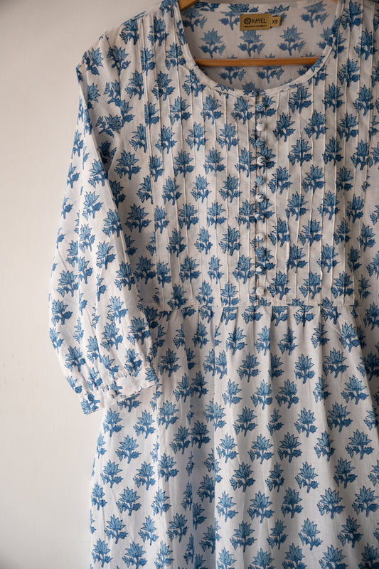 Block Printed Pin Tuck Yoke Kurta