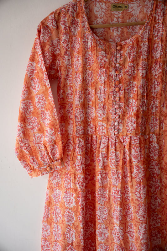 Block Printed Pin Tuck Yoke Kurta