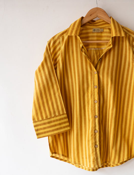 Block printed striped cotton shirts