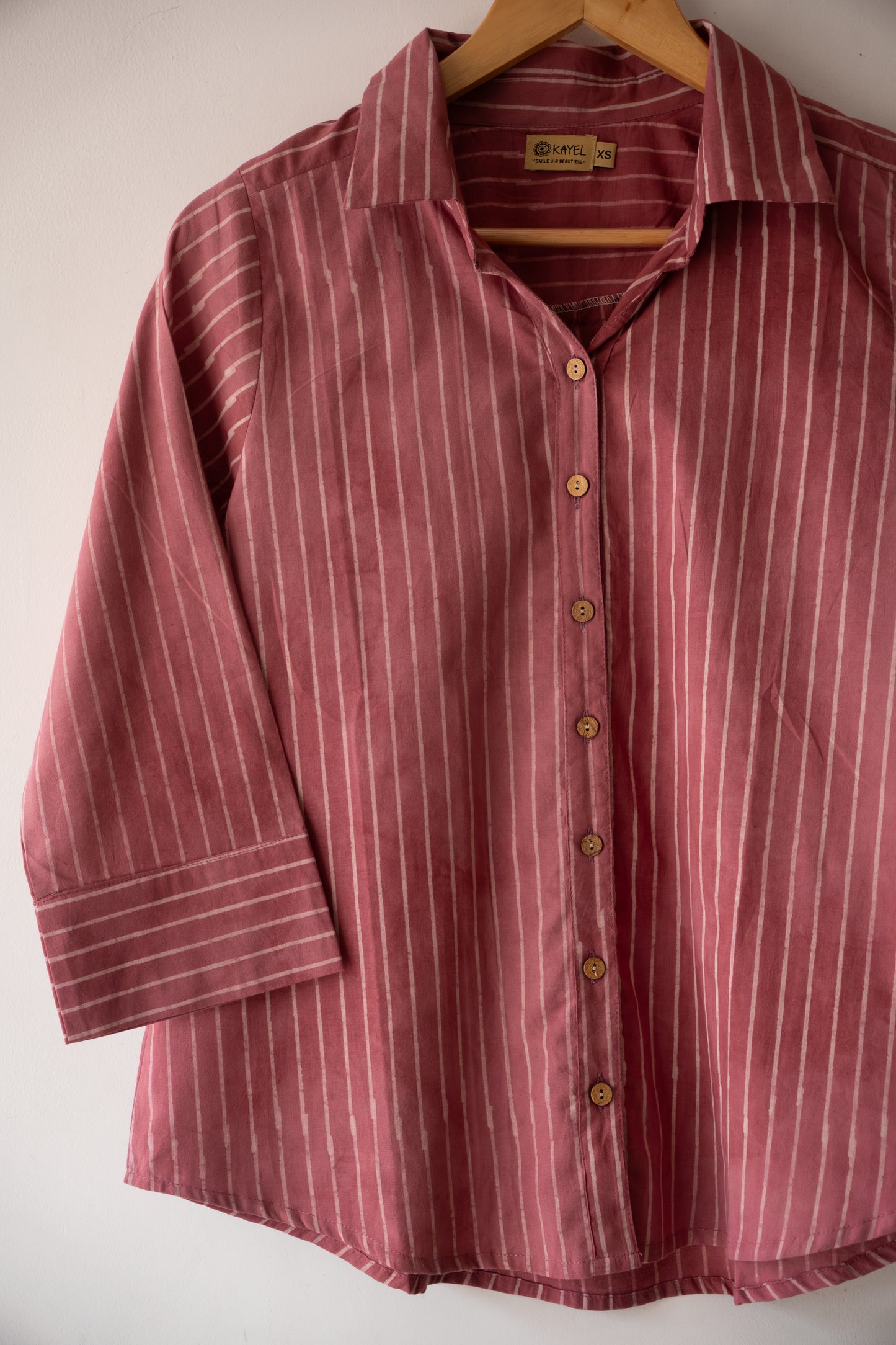 Block printed striped cotton shirts