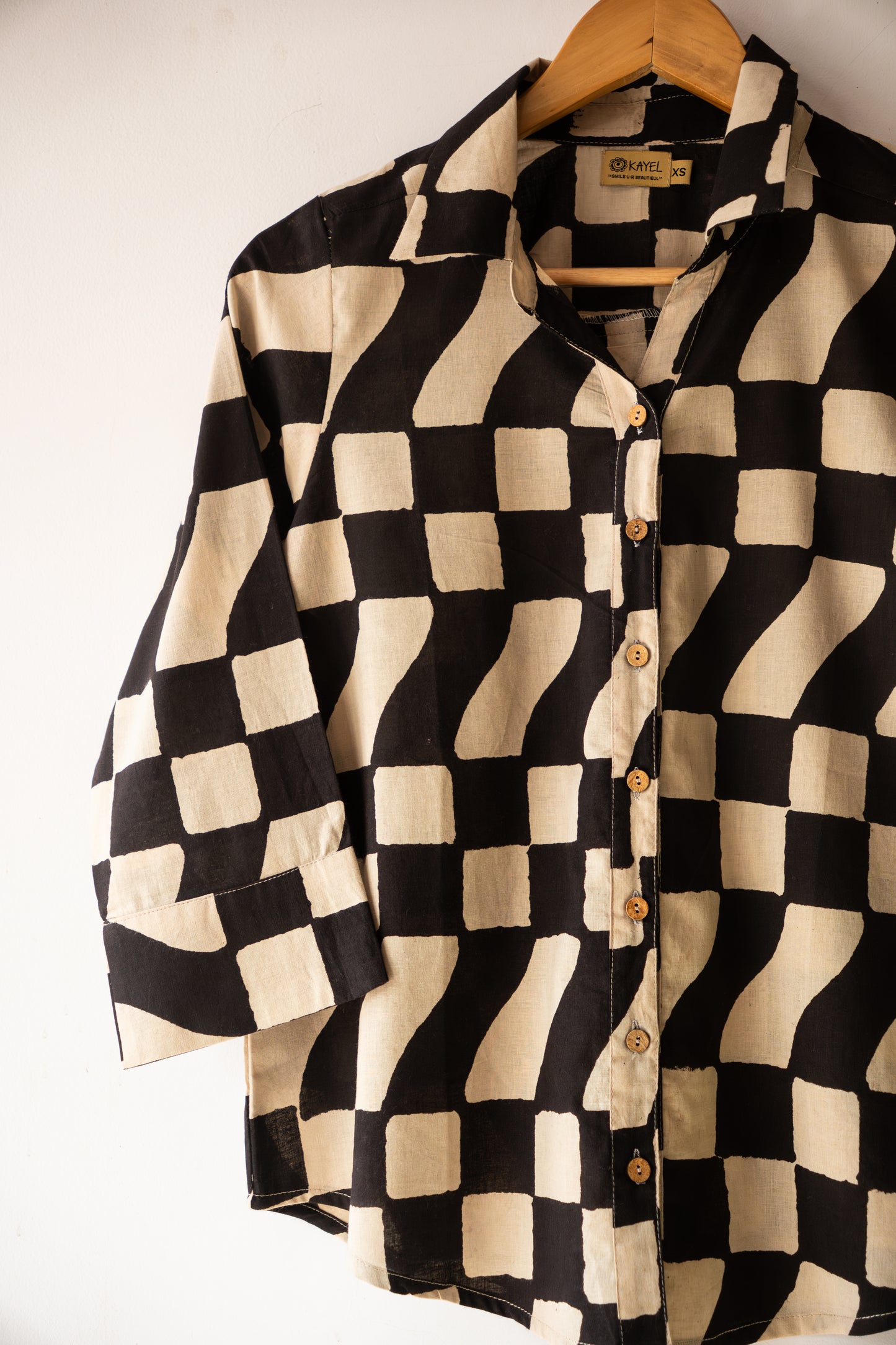 Block printed striped cotton shirts