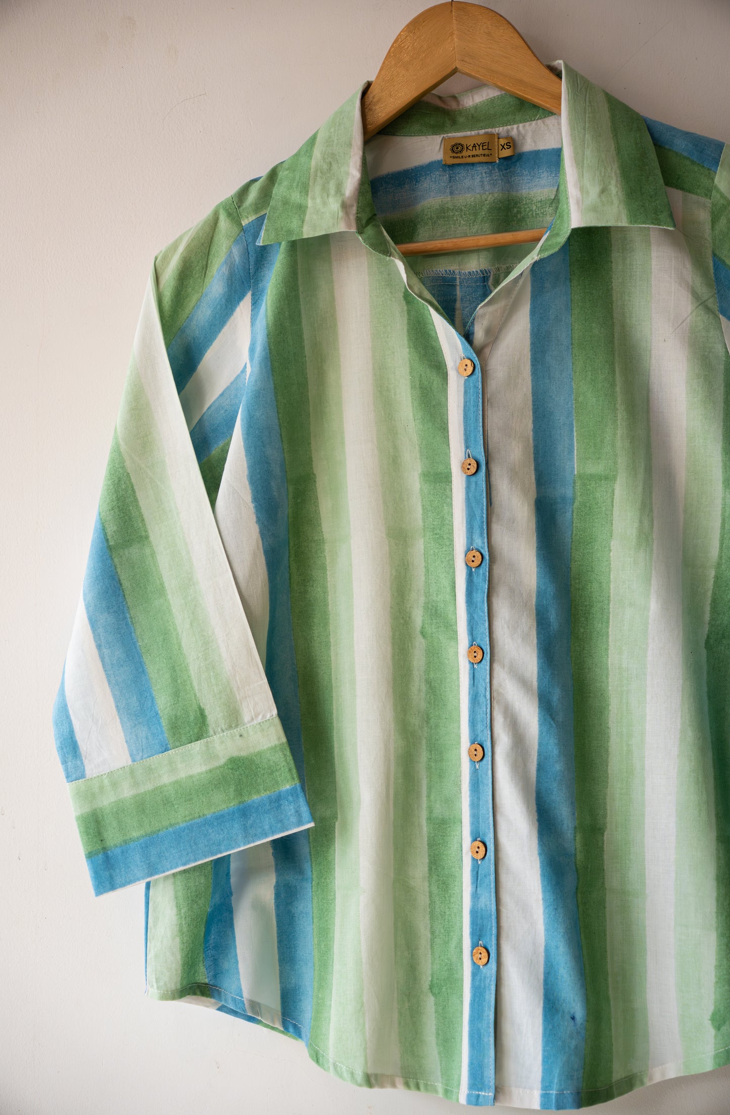 Block printed striped cotton shirts