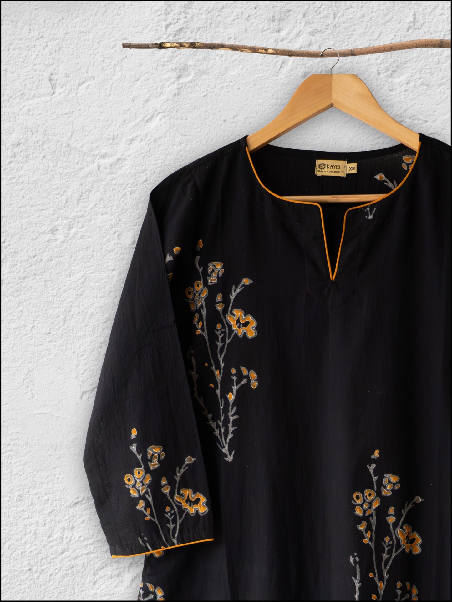 Cotton straight Kurta + Contrast neckline