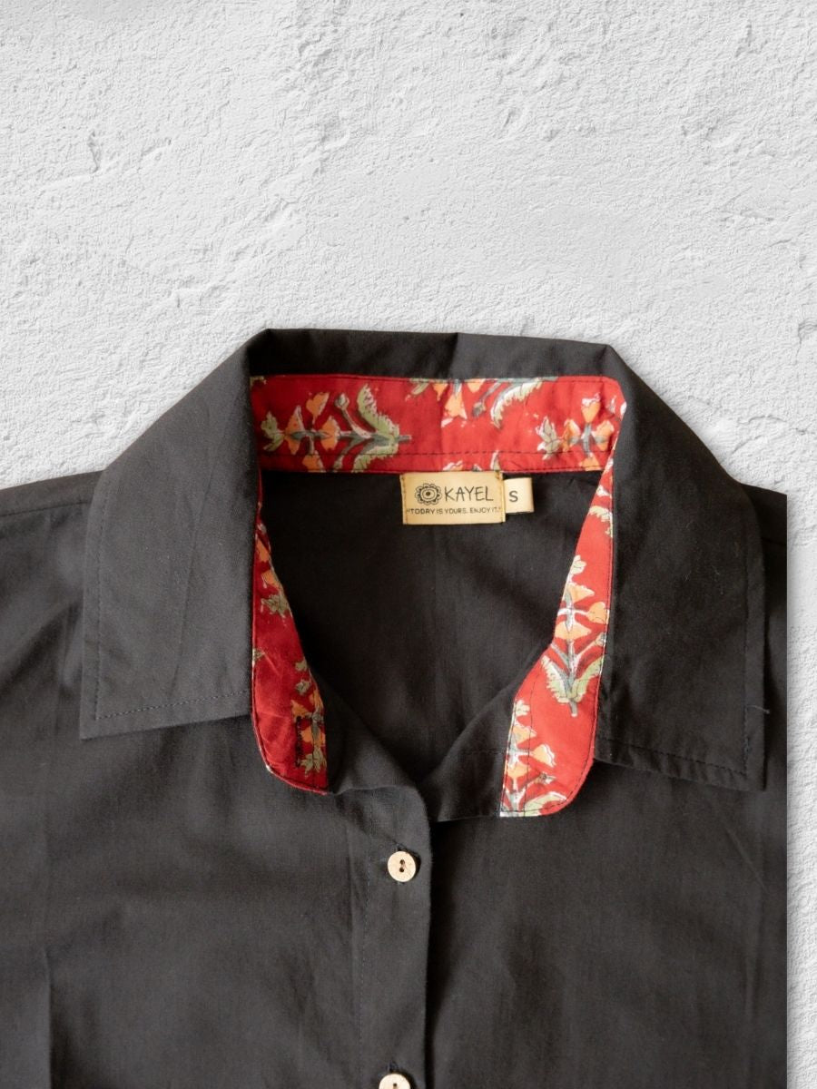 Cotton Shirt with Ajrakh Back Panel & Accents