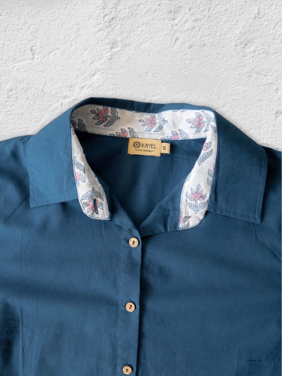 Cotton Shirt with Ajrakh Back Panel & Accents