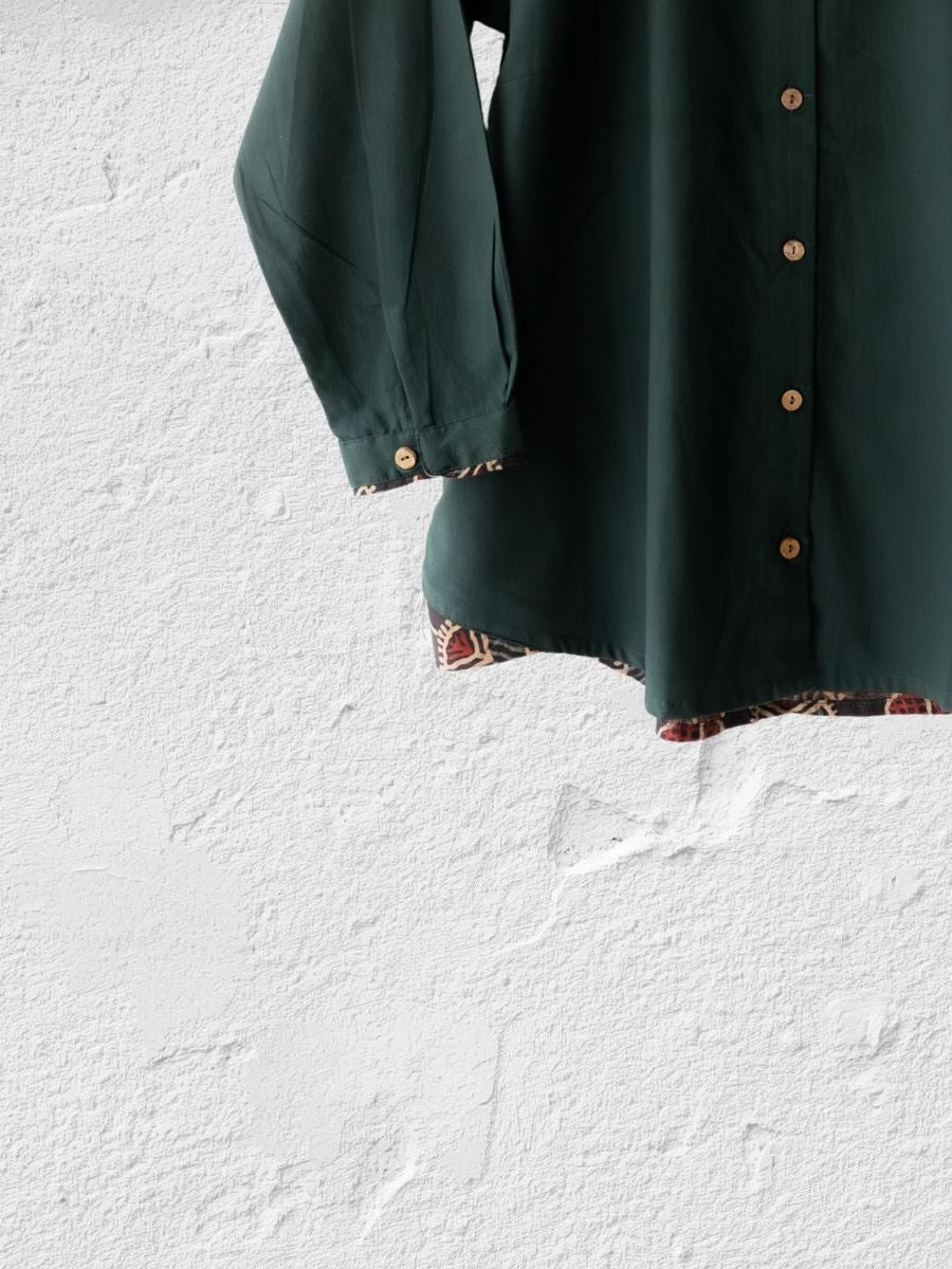 Cotton Shirt with Ajrakh Back Panel & Accents