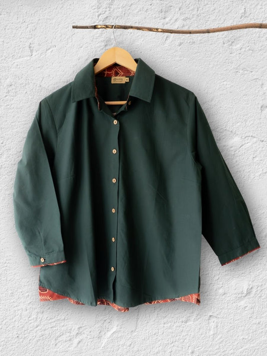 Cotton Shirt with Ajrakh Back Panel & Accents