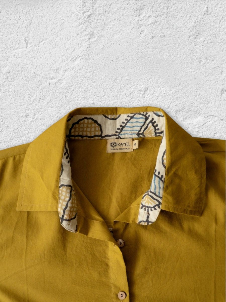 Cotton Shirt with Ajrakh Back Panel & Accents