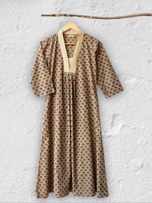 A-Line Kurta – with embroidered Neck