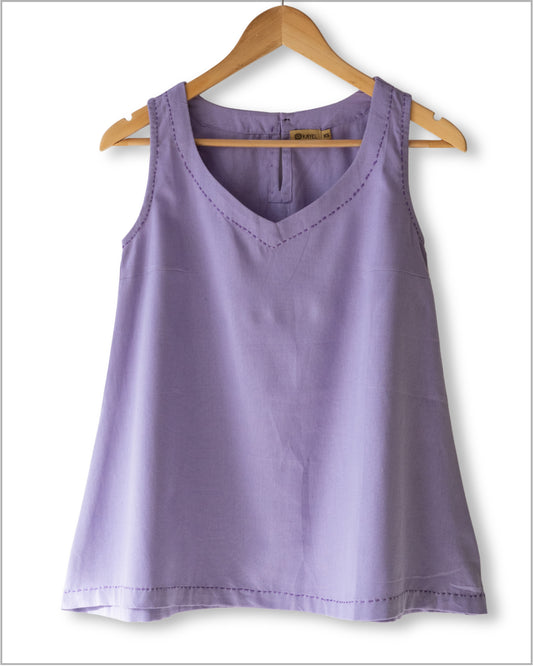 Sleeveless Flex Cotton Top with Kantha Embroidery