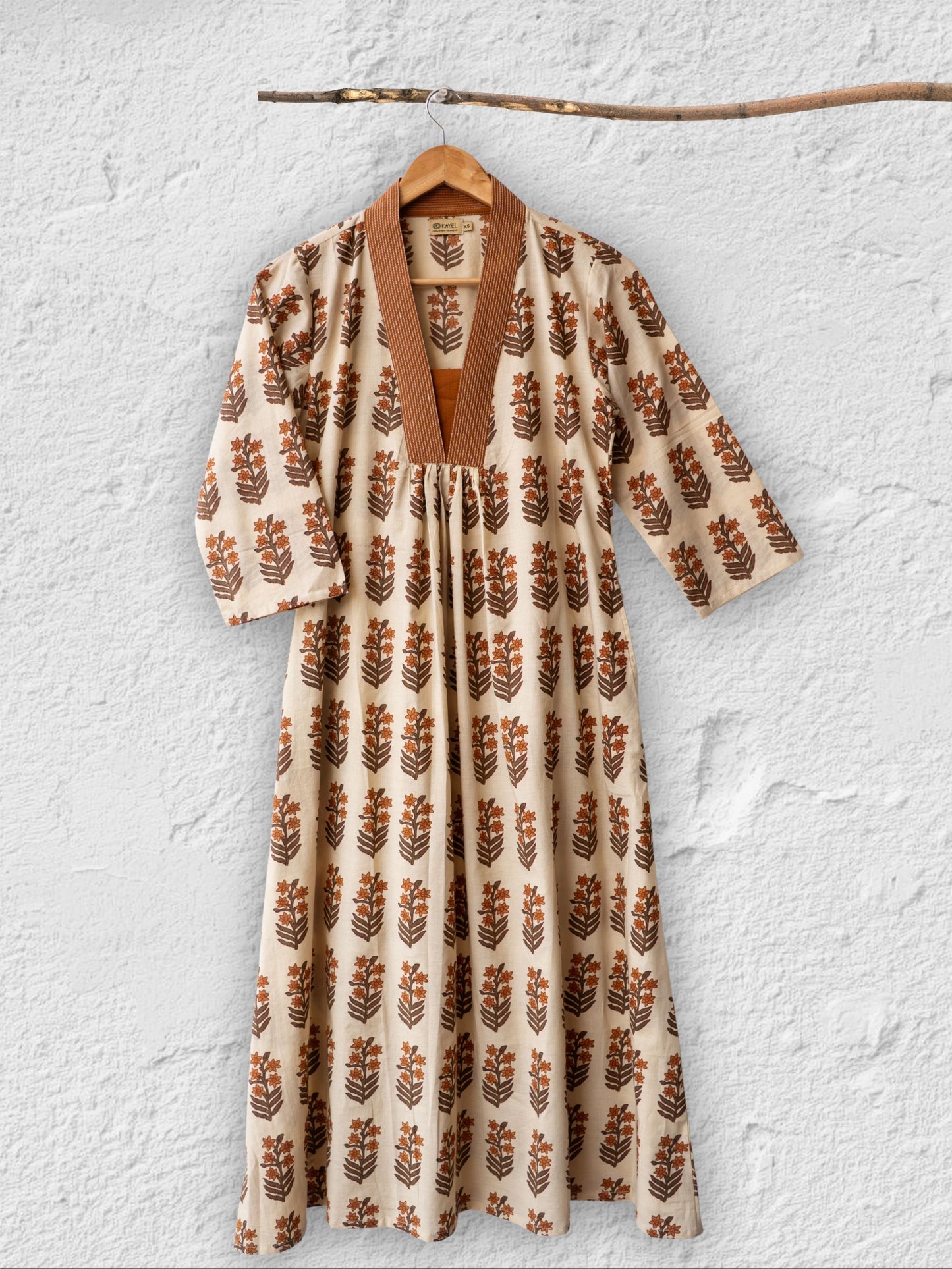 A-Line Kurta – with embroidered Neck