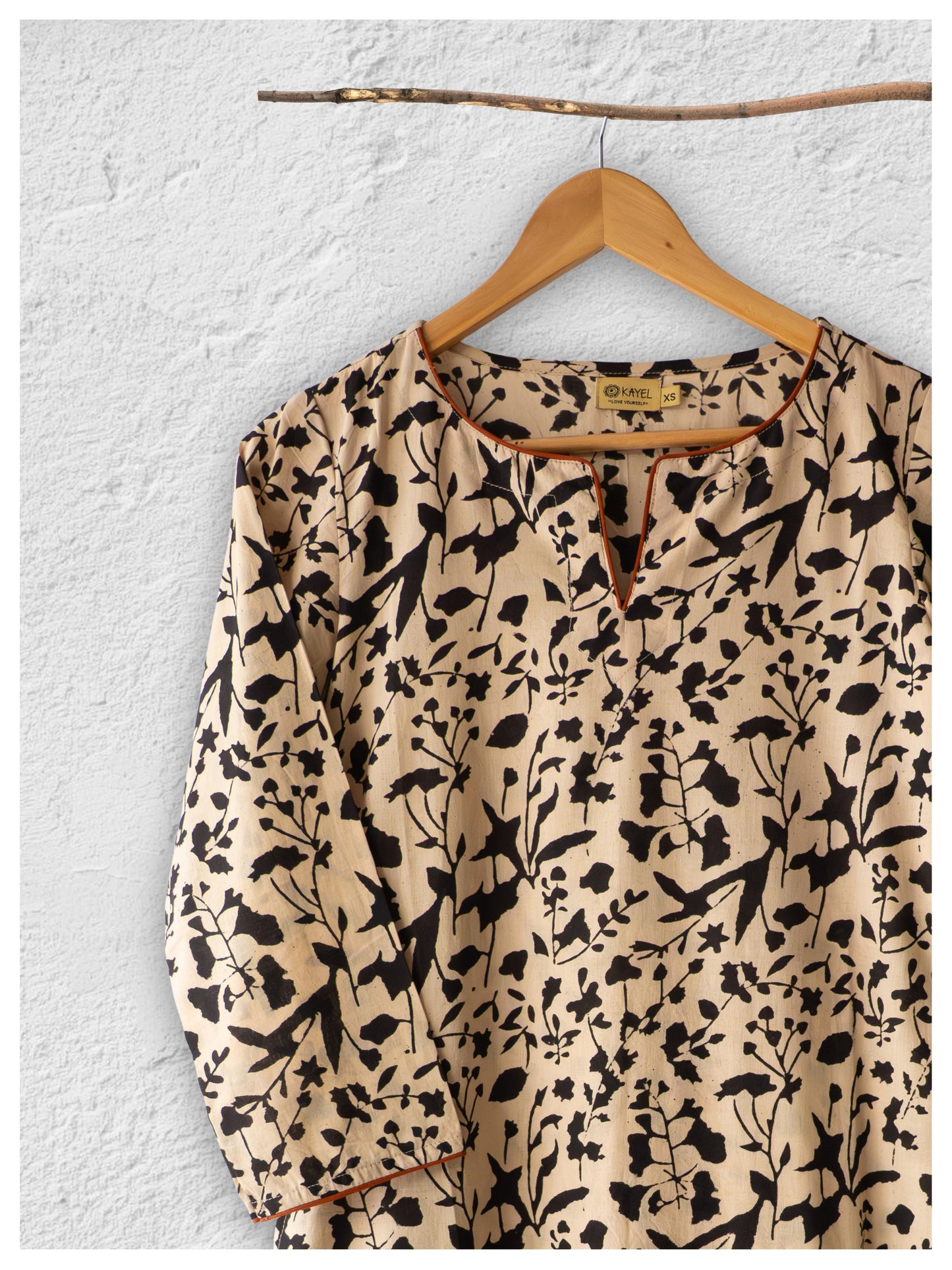 Cotton straight Kurta + Contrast neckline