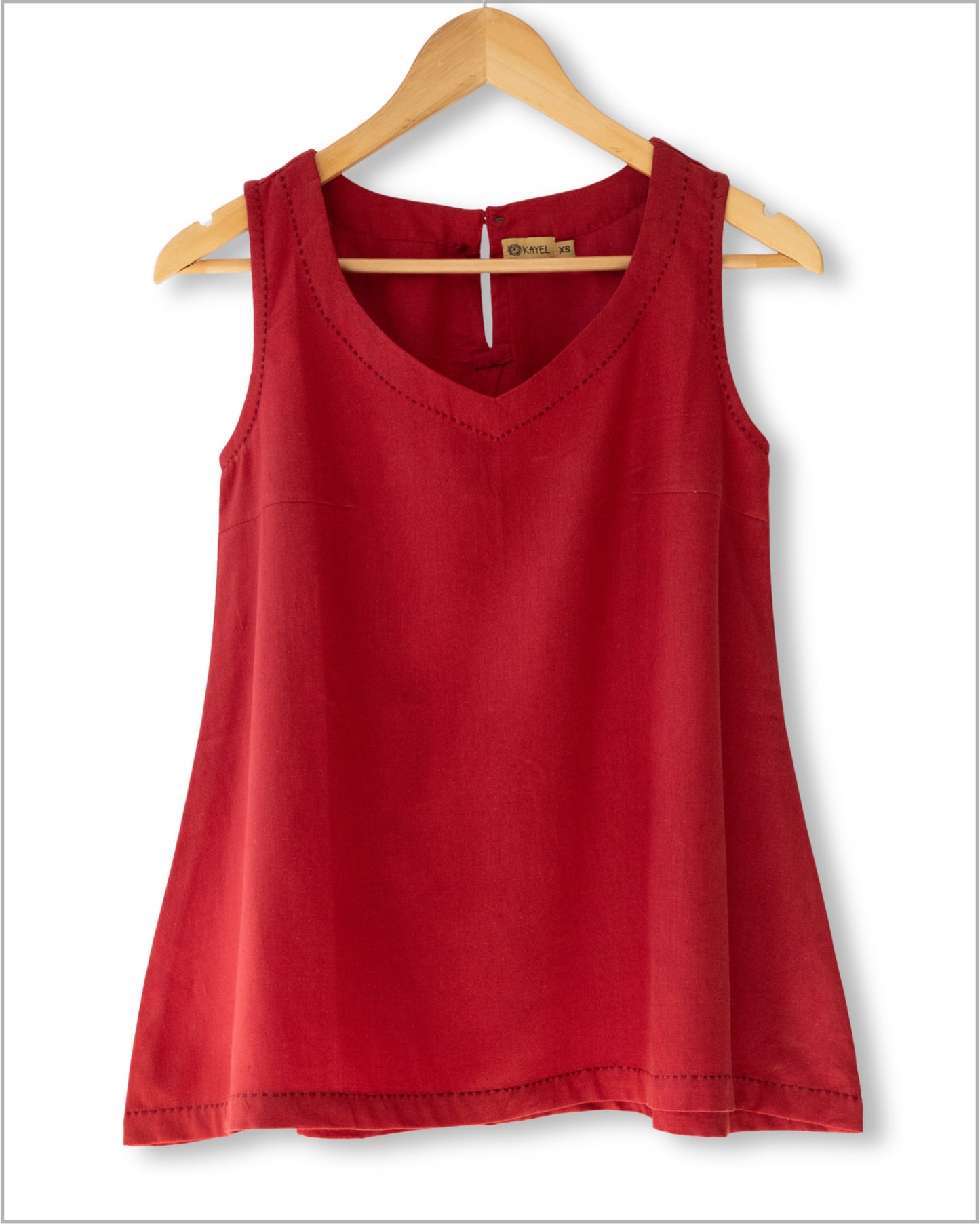 Sleeveless Flex Cotton Top with Kantha Embroidery