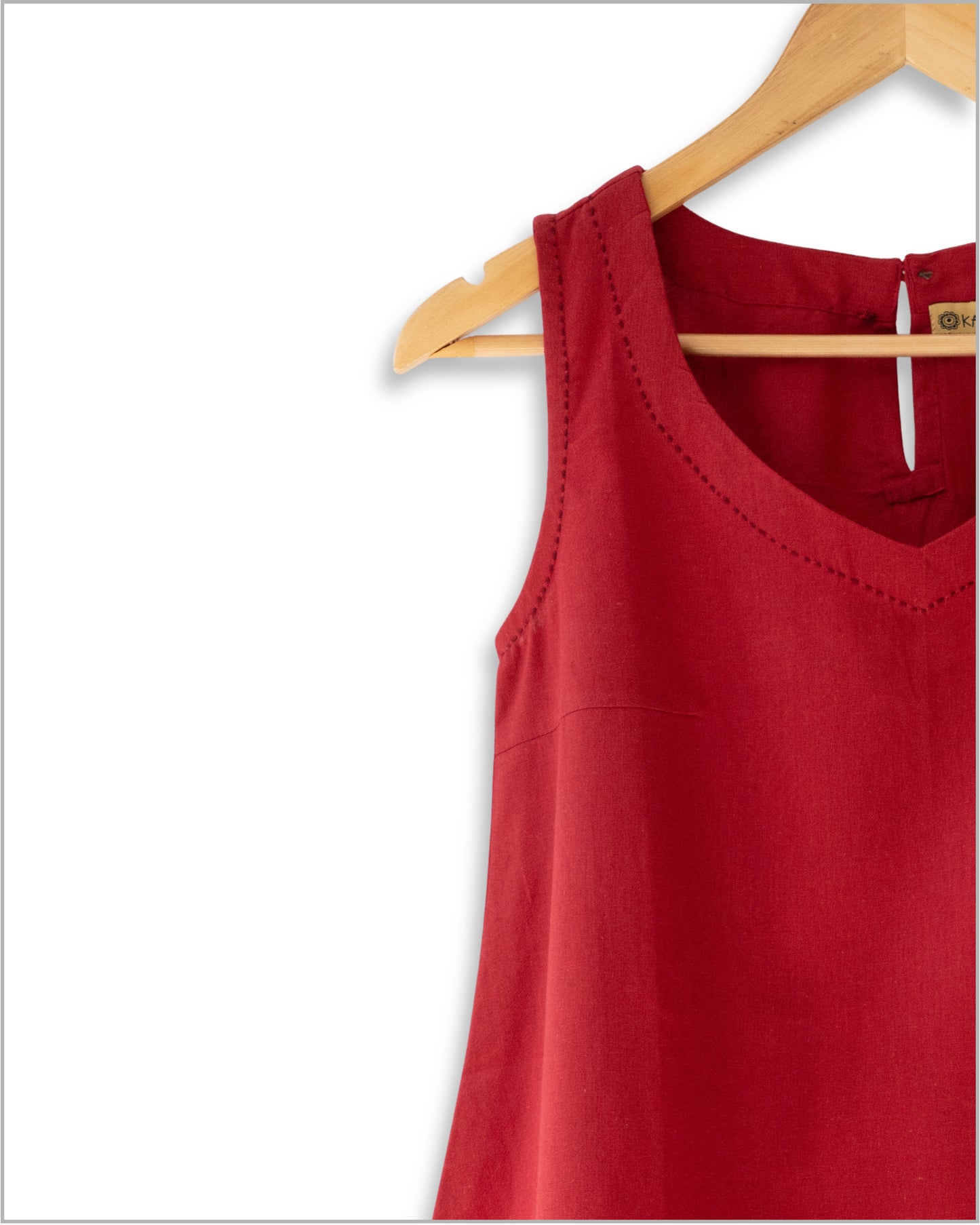 Sleeveless Flex Cotton Top with Kantha Embroidery