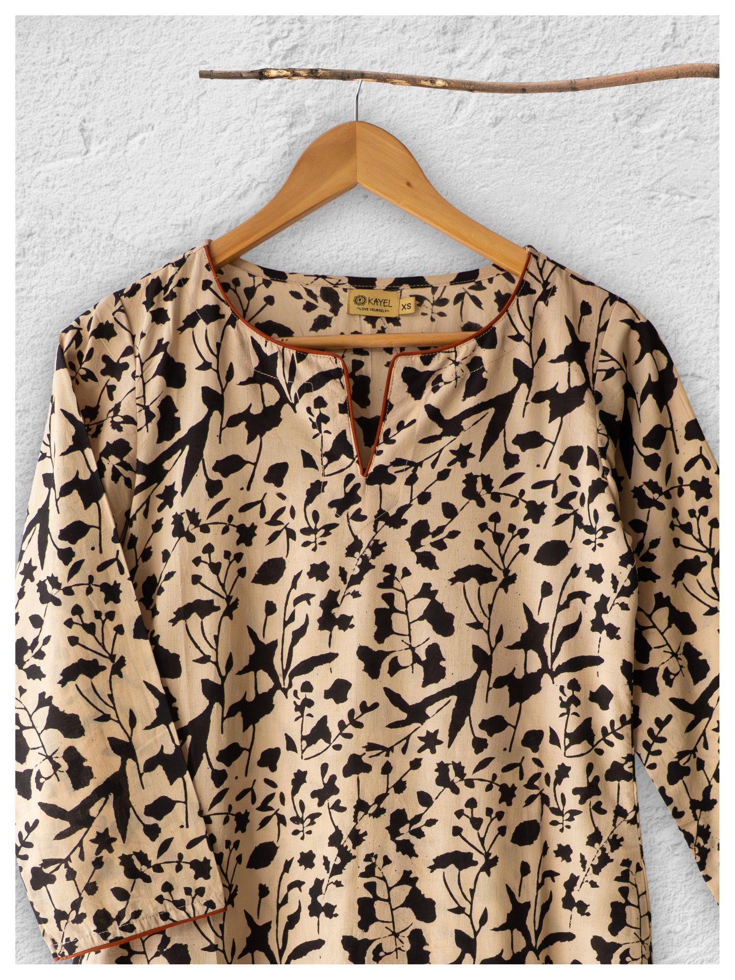 Cotton straight Kurta + Contrast neckline