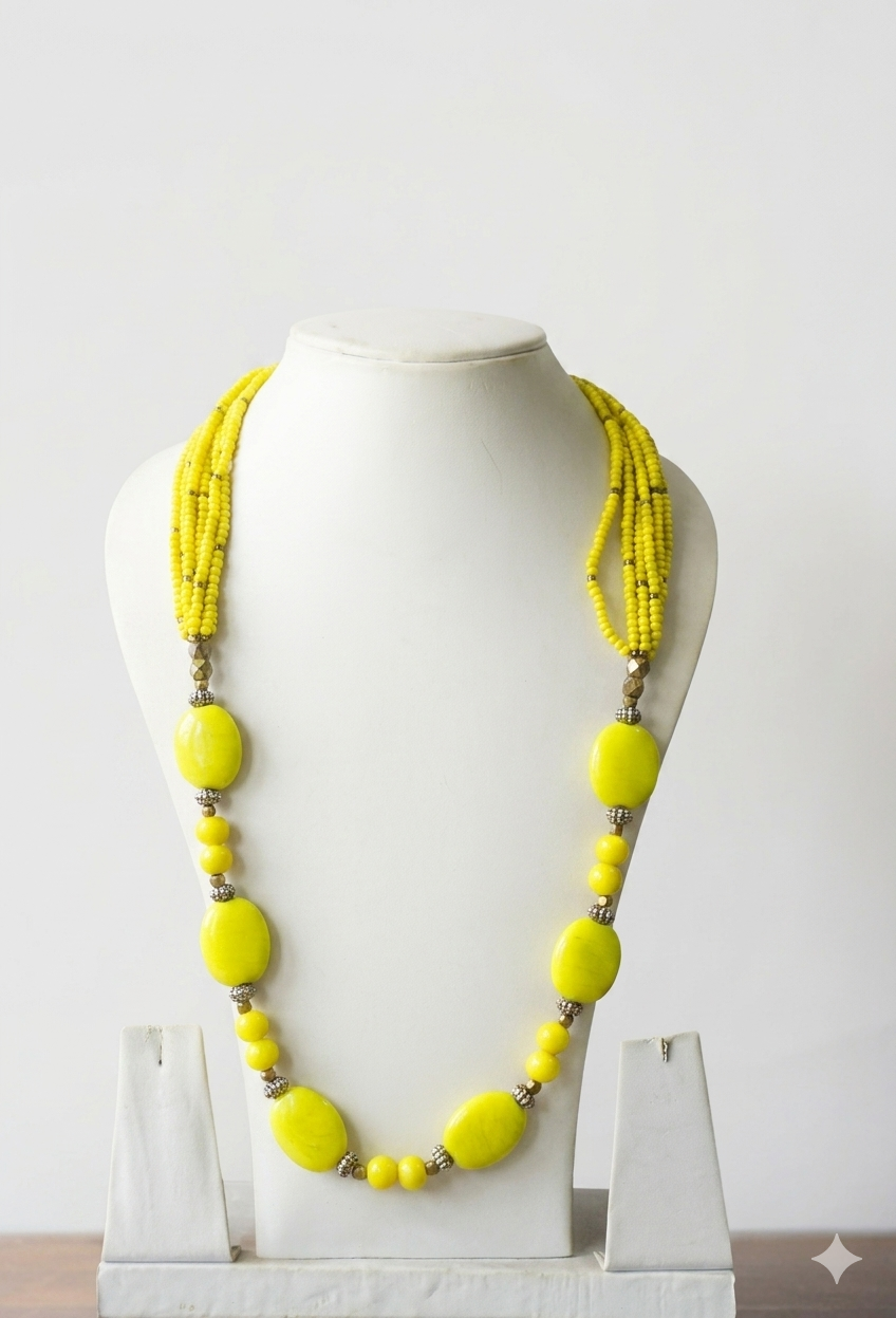 Handcrafted Multi-Strand Bead Necklace with Beaded Accents
