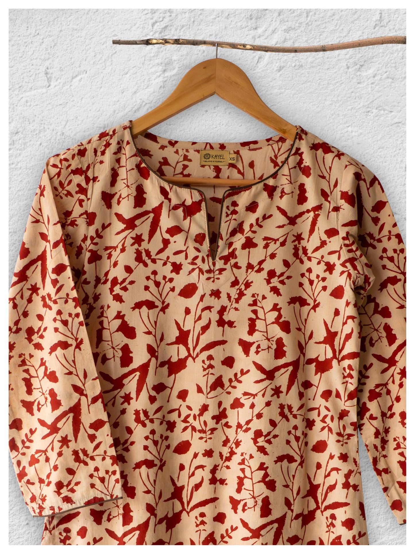 Cotton straight Kurta + Contrast neckline