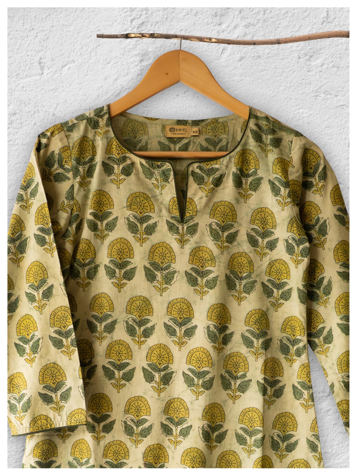 Cotton straight Kurta + Contrast neckline