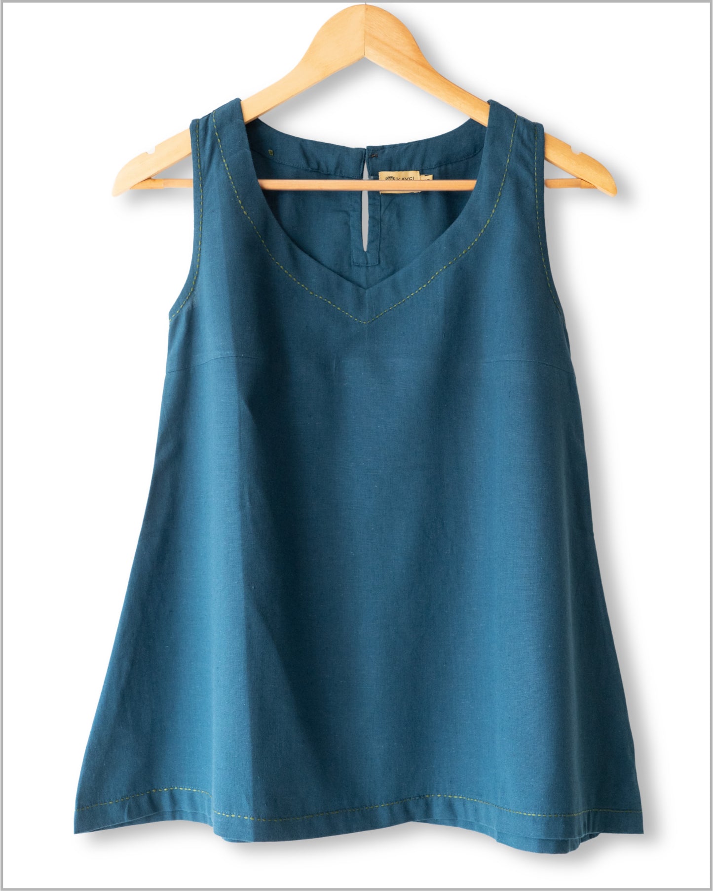 Sleeveless Flex Cotton Top with Kantha Embroidery