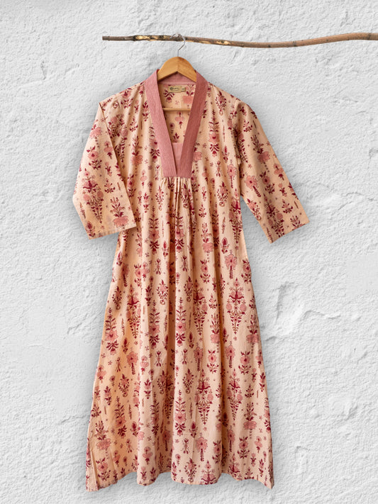 A-Line Kurta – with embroidered Neck