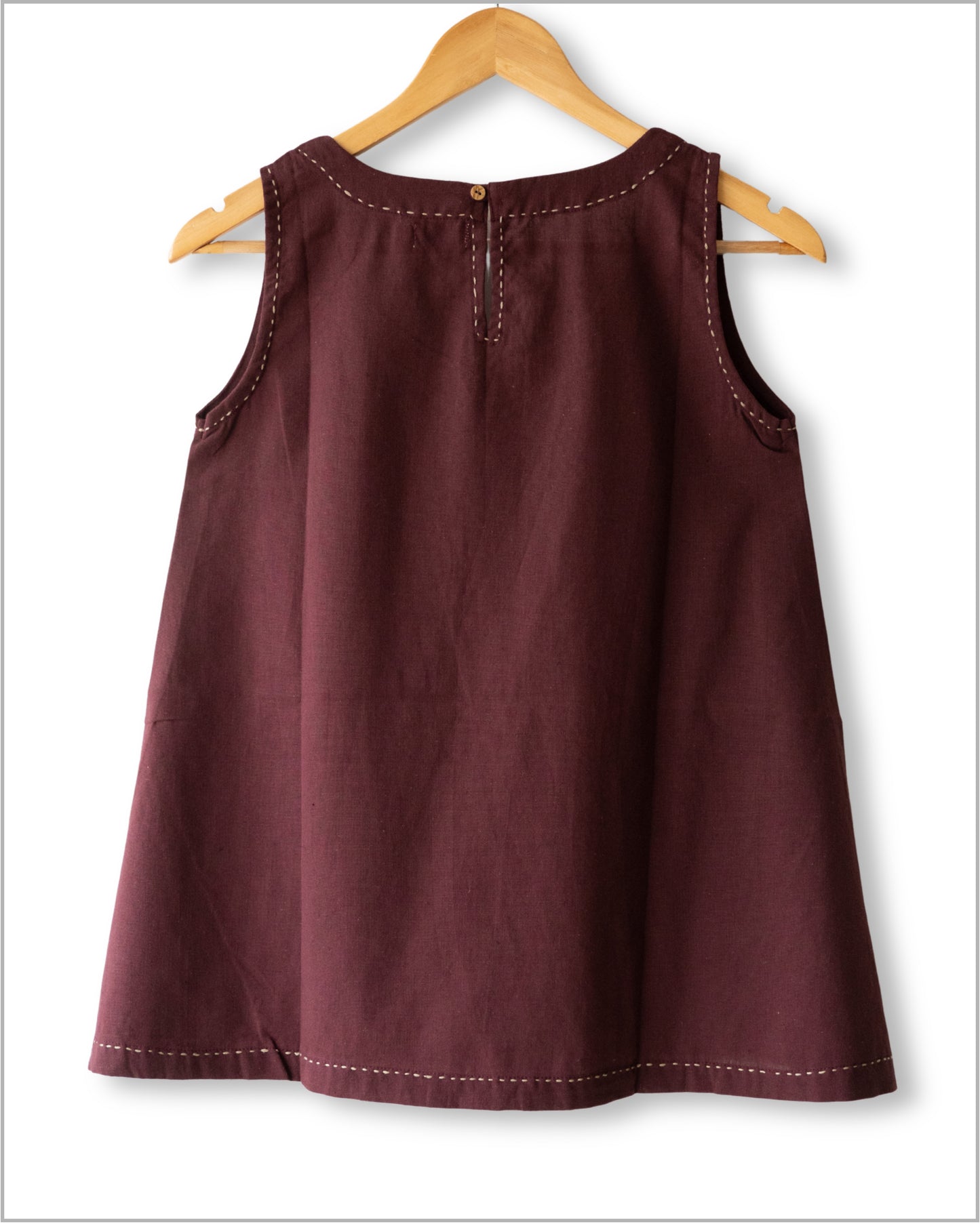 Sleeveless Flex Cotton Top with Kantha Embroidery