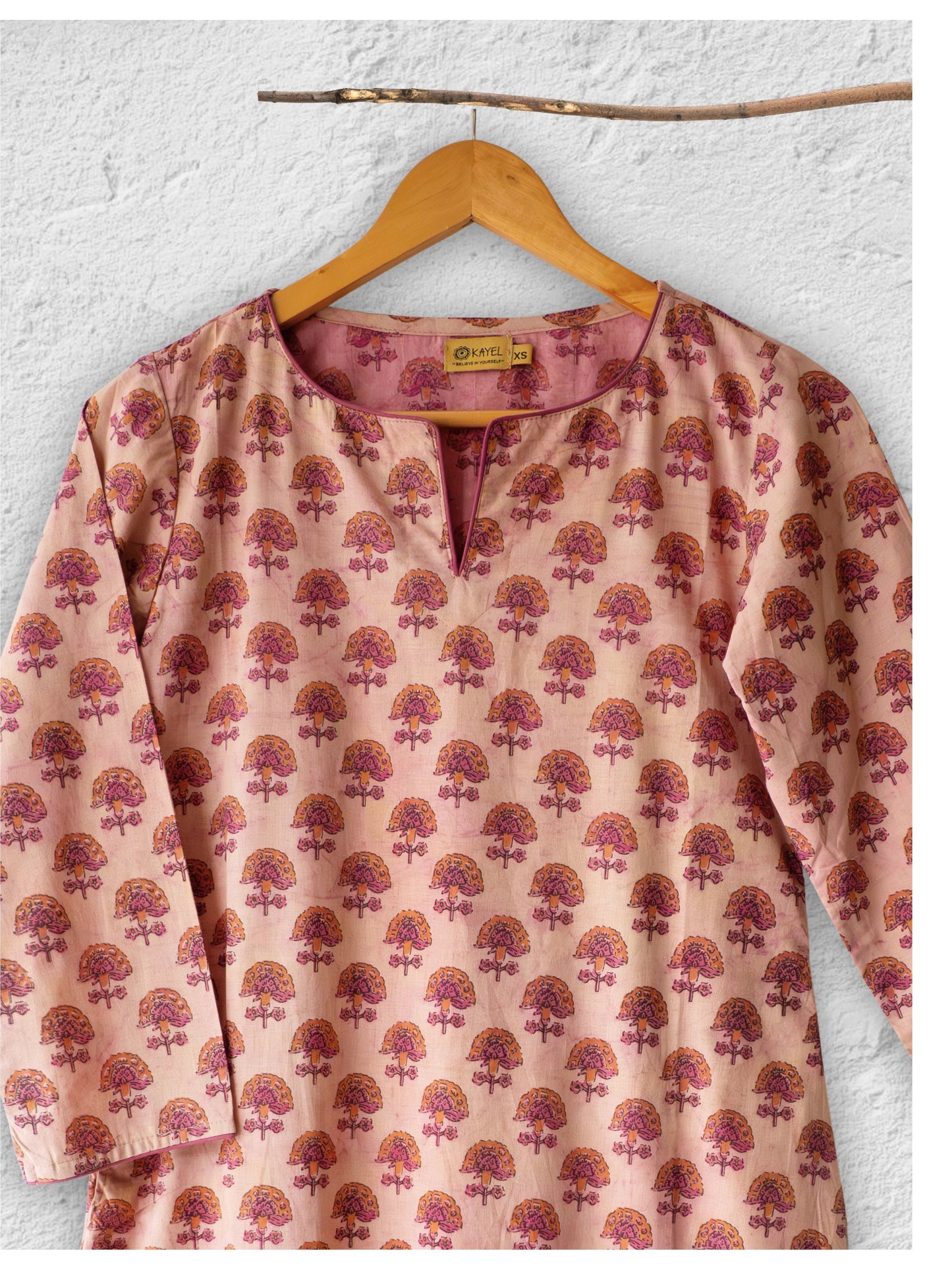 Cotton straight Kurta + Contrast neckline