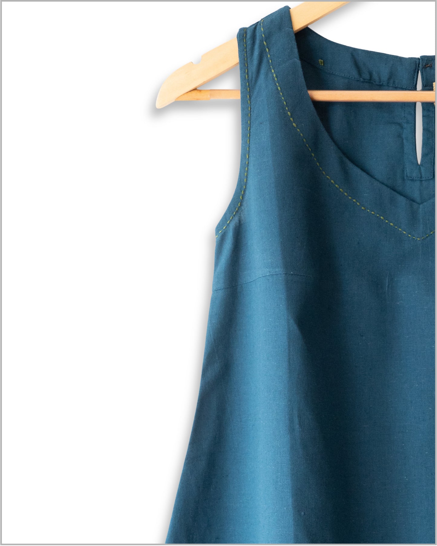 Sleeveless Flex Cotton Top with Kantha Embroidery