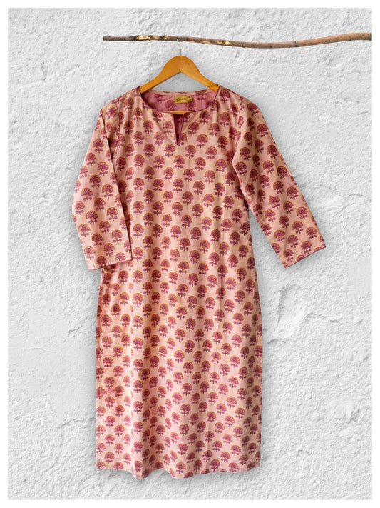 Cotton straight Kurta + Contrast neckline