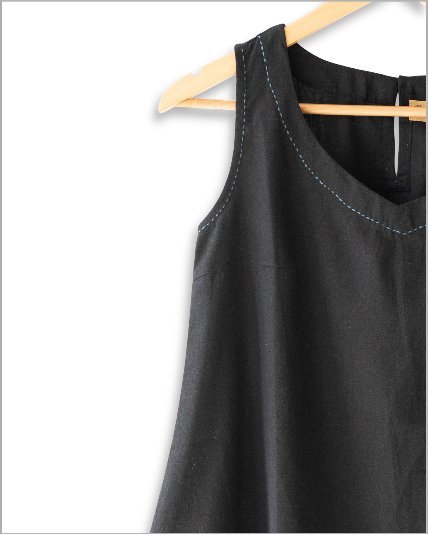 Sleeveless Flex Cotton Top with Kantha Embroidery