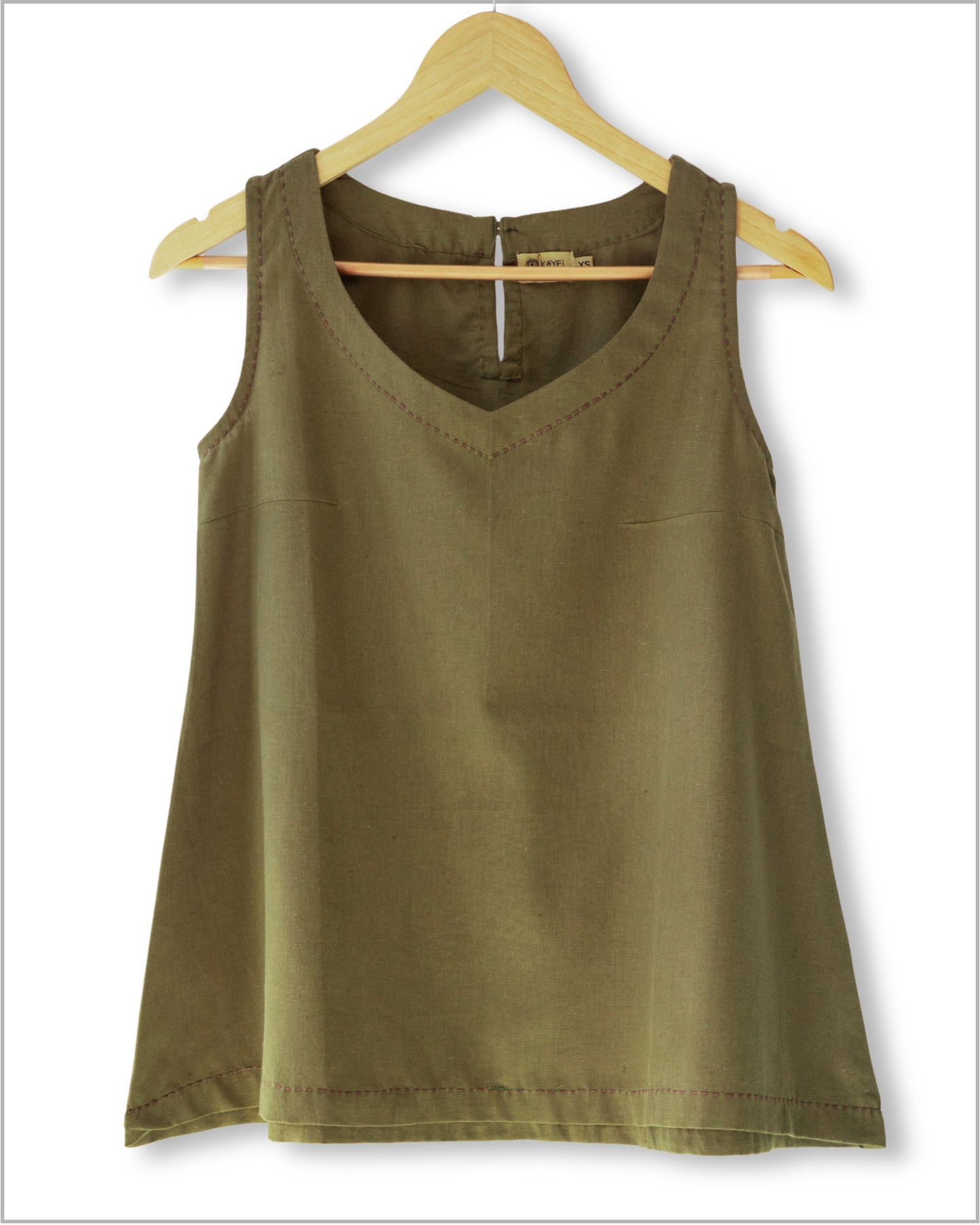 Sleeveless Flex Cotton Top with Kantha Embroidery