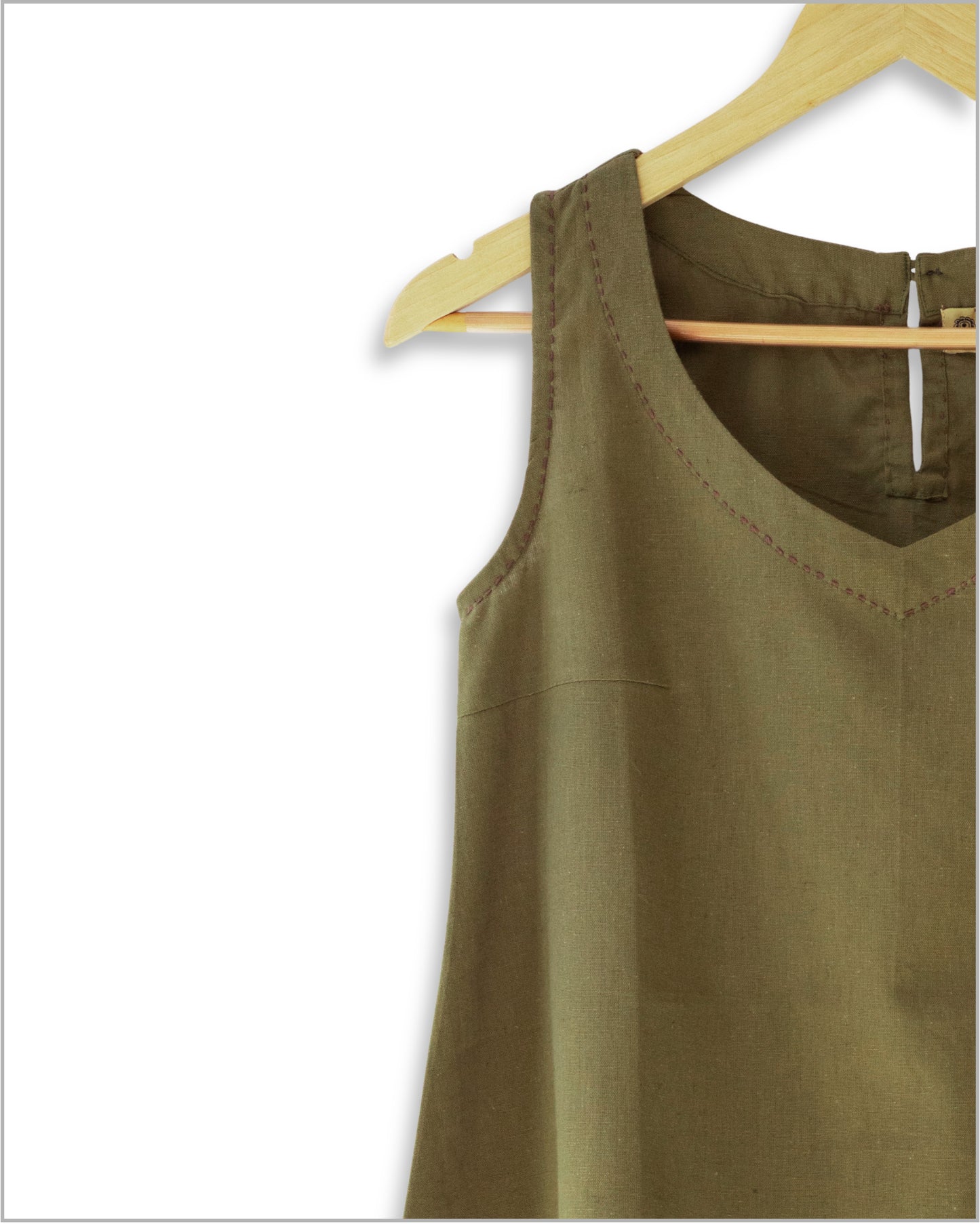 Sleeveless Flex Cotton Top with Kantha Embroidery