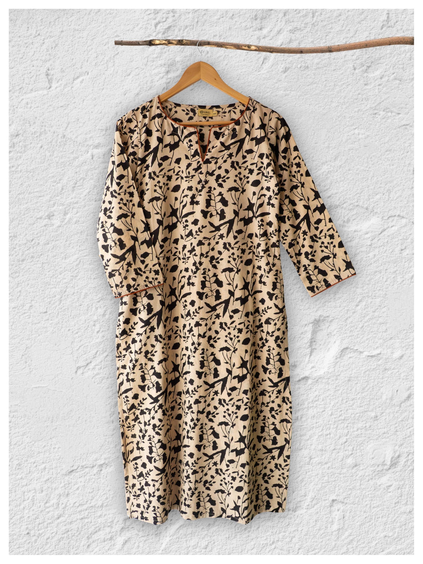 Cotton straight Kurta + Contrast neckline