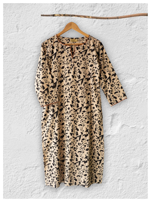 Cotton straight Kurta + Contrast neckline