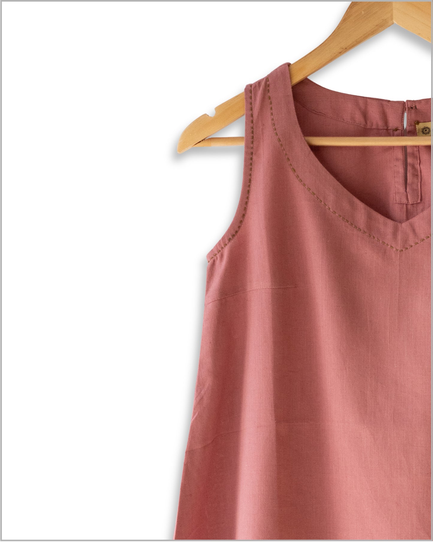 Sleeveless Flex Cotton Top with Kantha Embroidery