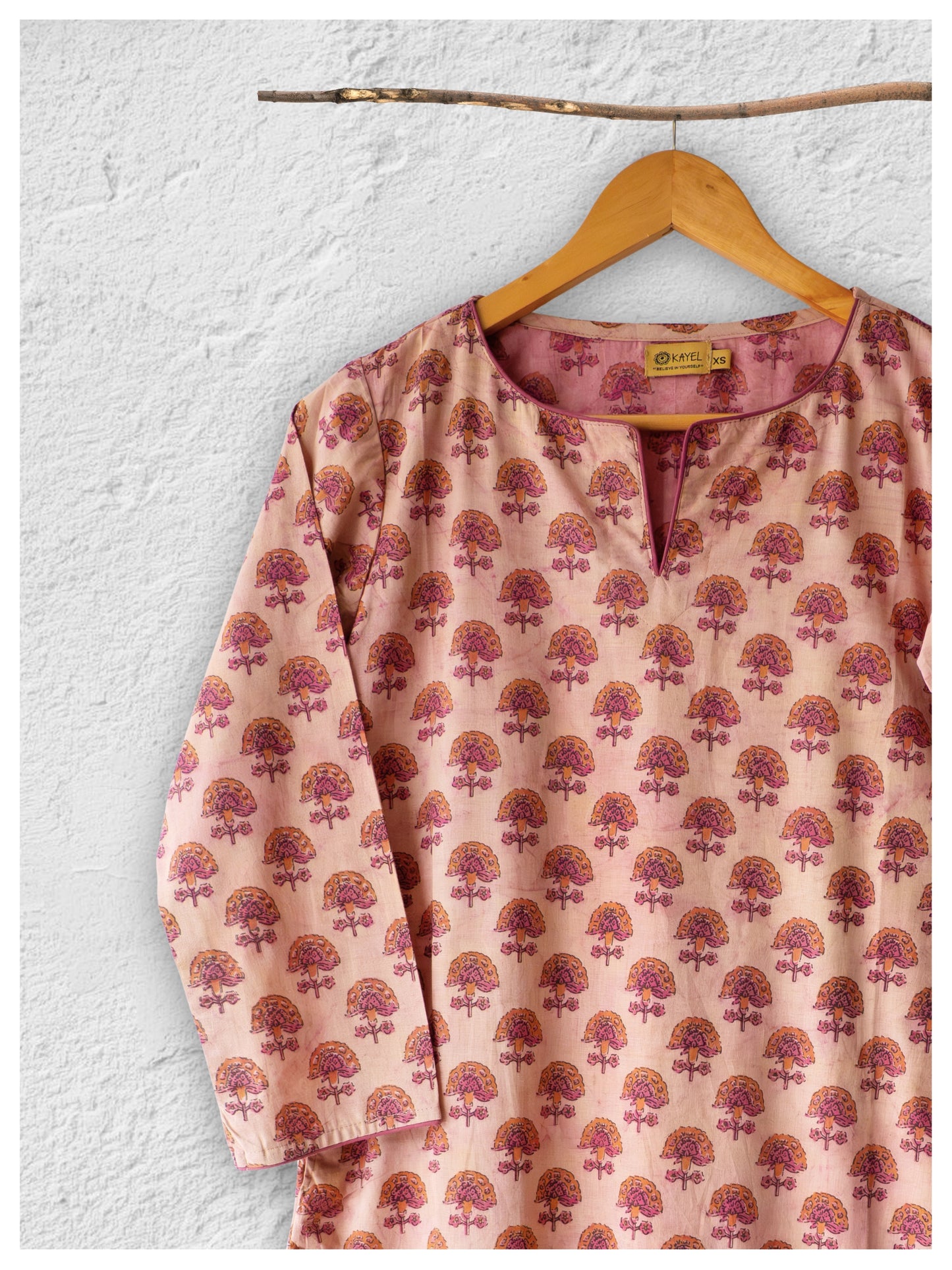Cotton straight Kurta + Contrast neckline