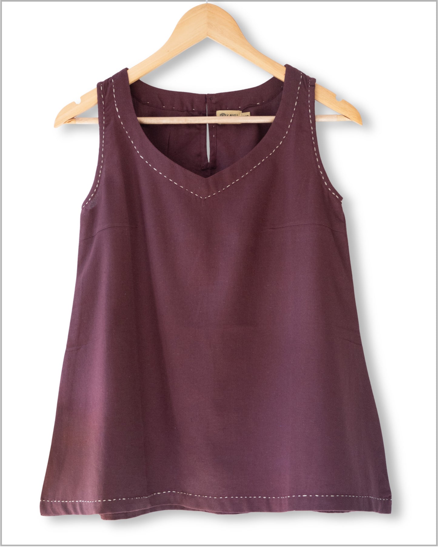 Sleeveless Flex Cotton Top with Kantha Embroidery