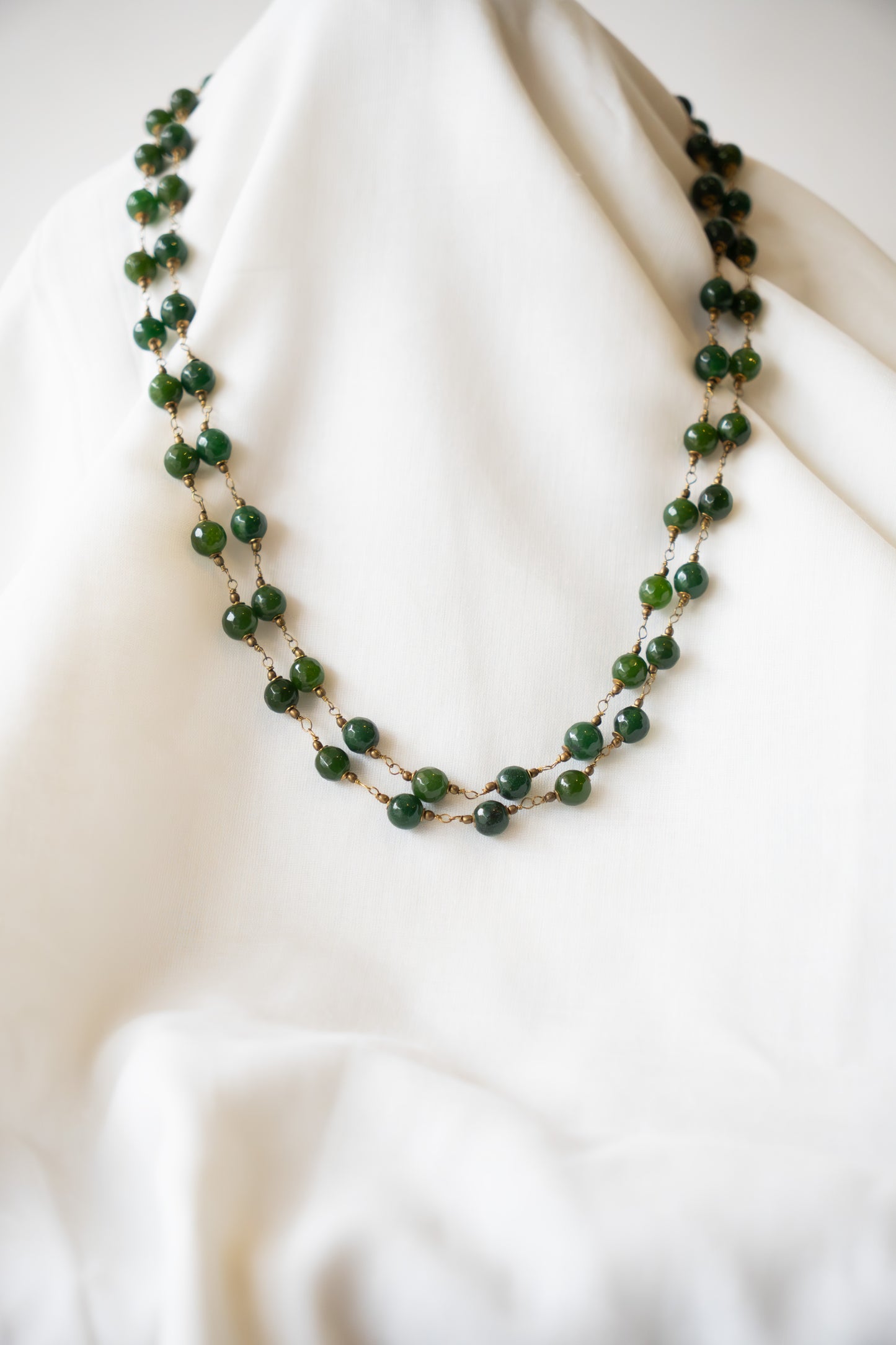 Handmade, hand-twisted agate stone long necklace.