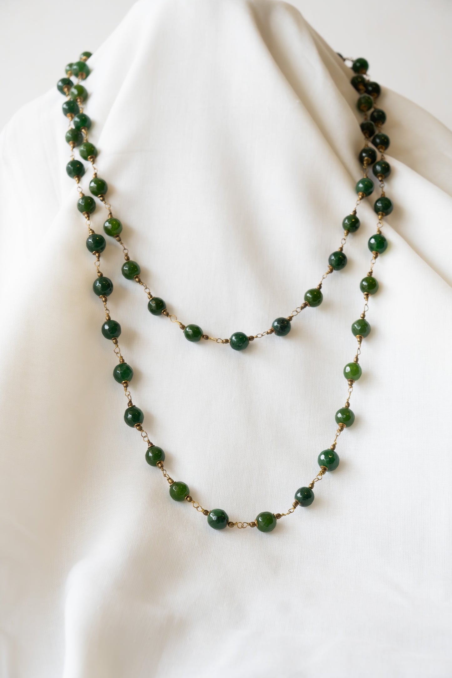 Handmade, hand-twisted agate stone long necklace.