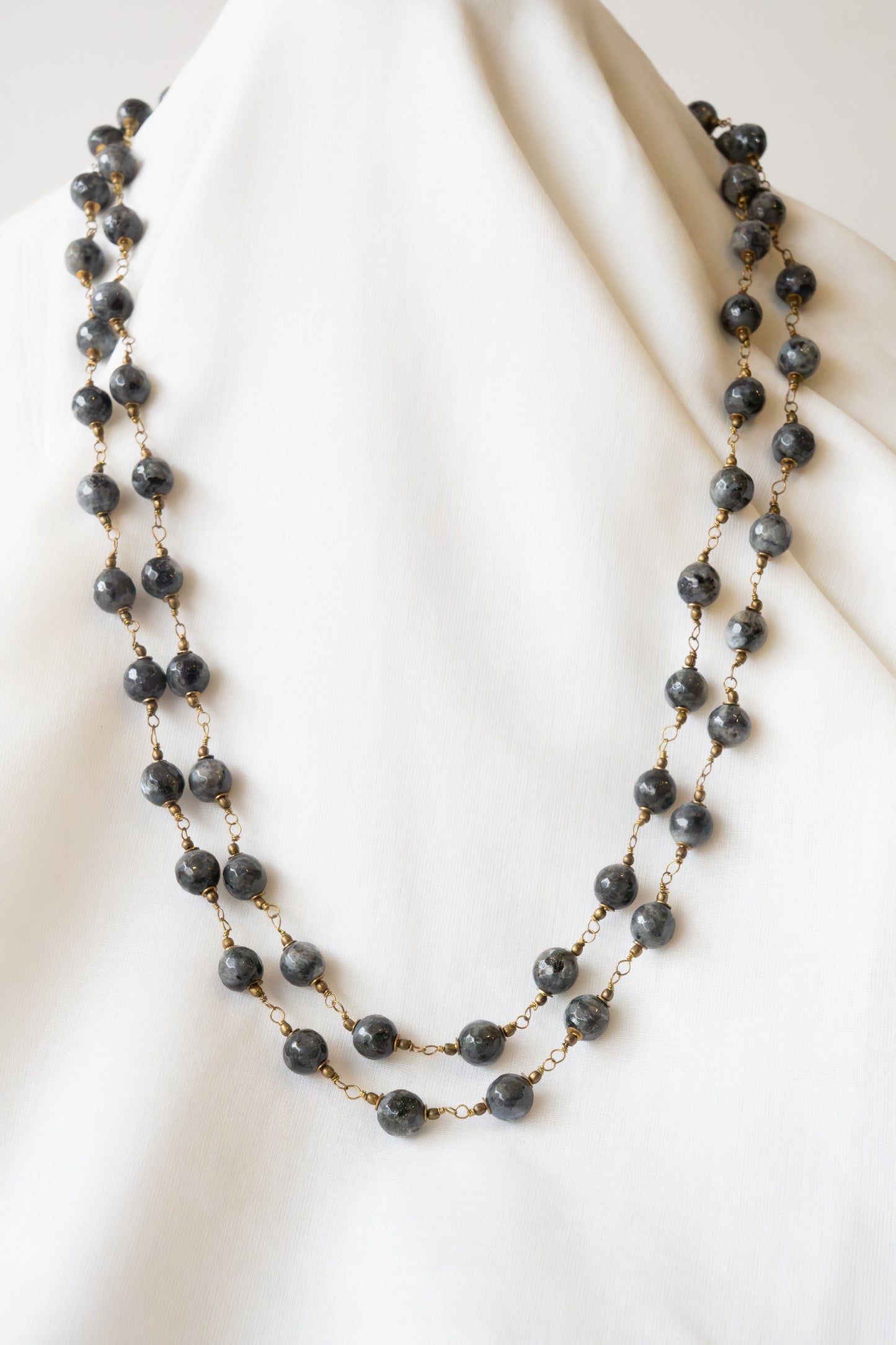 Handmade, hand-twisted agate stone long necklace