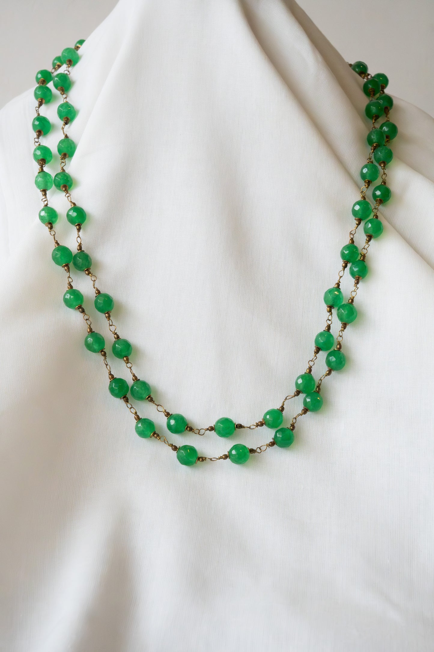 Handmade, hand-twisted agate stone long necklace