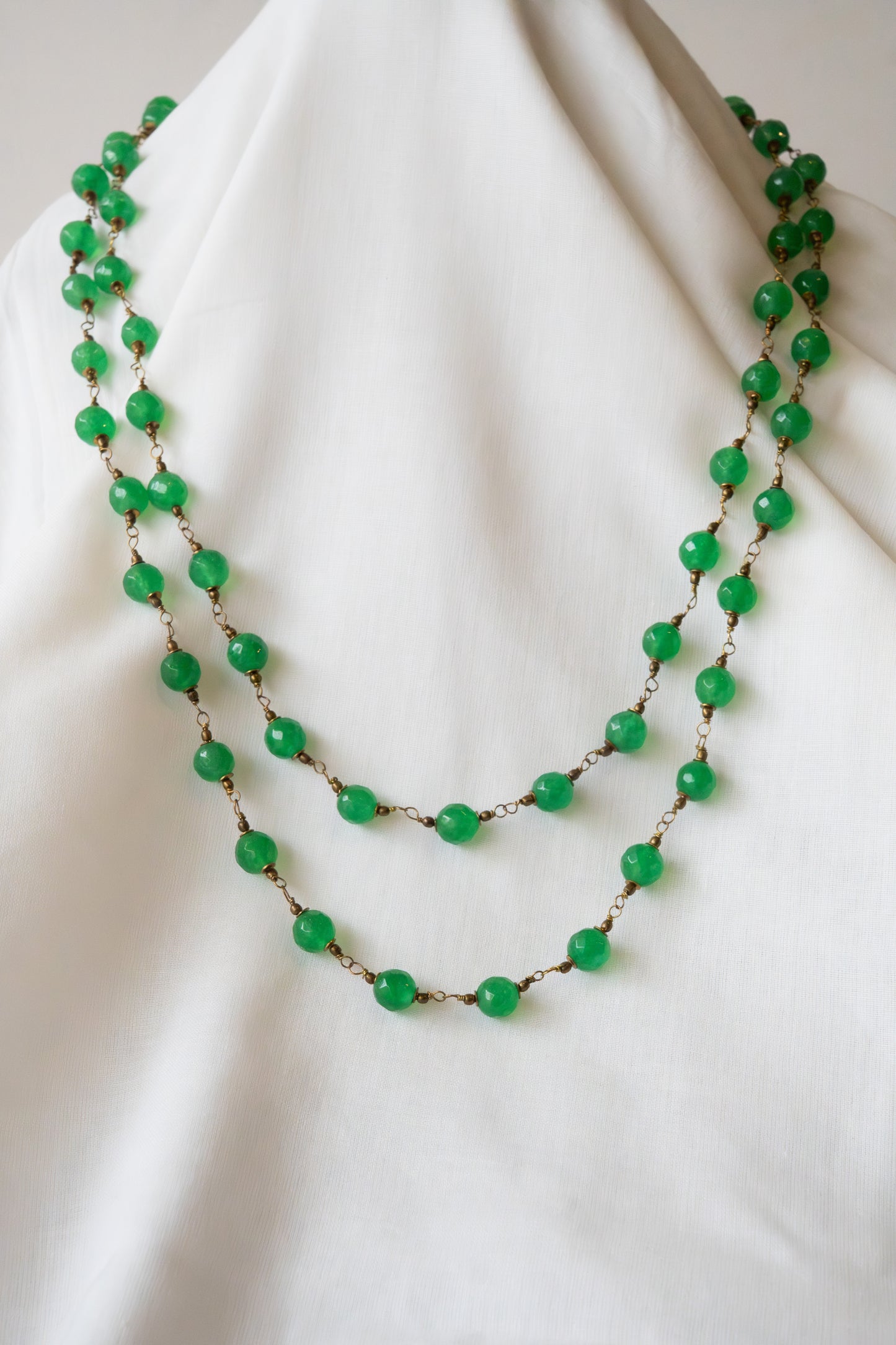 Handmade, hand-twisted agate stone long necklace