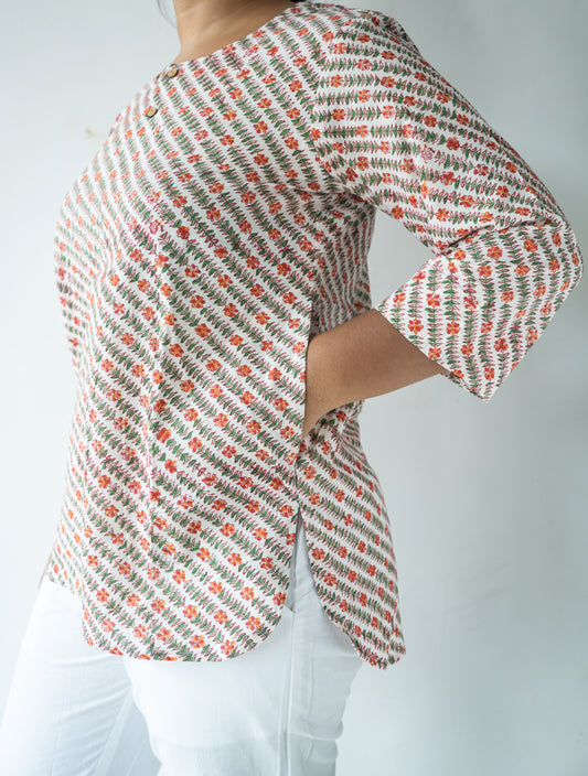 Block printed Short tops